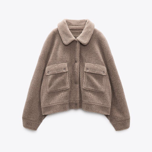 ZARA - ZARA フェイクボア ポケット ボンバージャケット XSサイズ