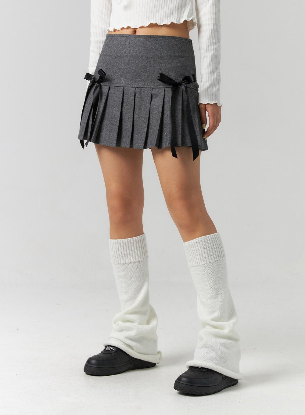 Ribbon Pleated Mini Skirt CS320 - Korean Women's Fashion | LEWKIN