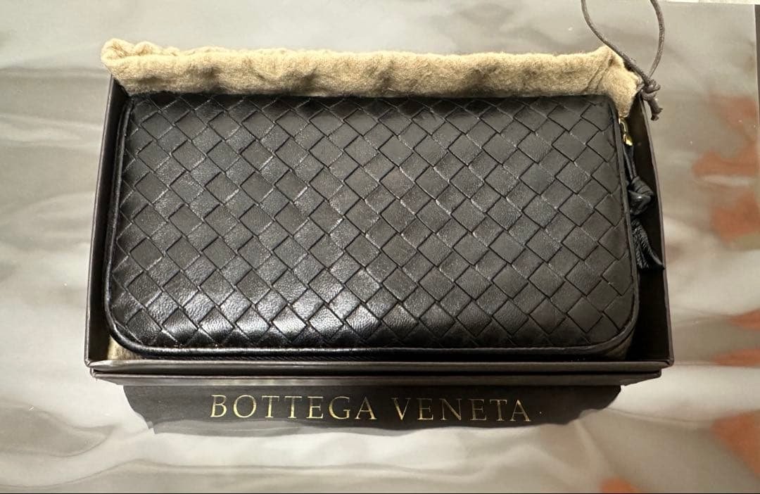 【付属品付】ボッテガヴェネタ ラウンドファスナー/ラム/ゴールド/黒/3️⃣✨✨✨ 付属品付】ボッテガヴェネタ ラウンドファスナー/ラム/黒/ゴールド