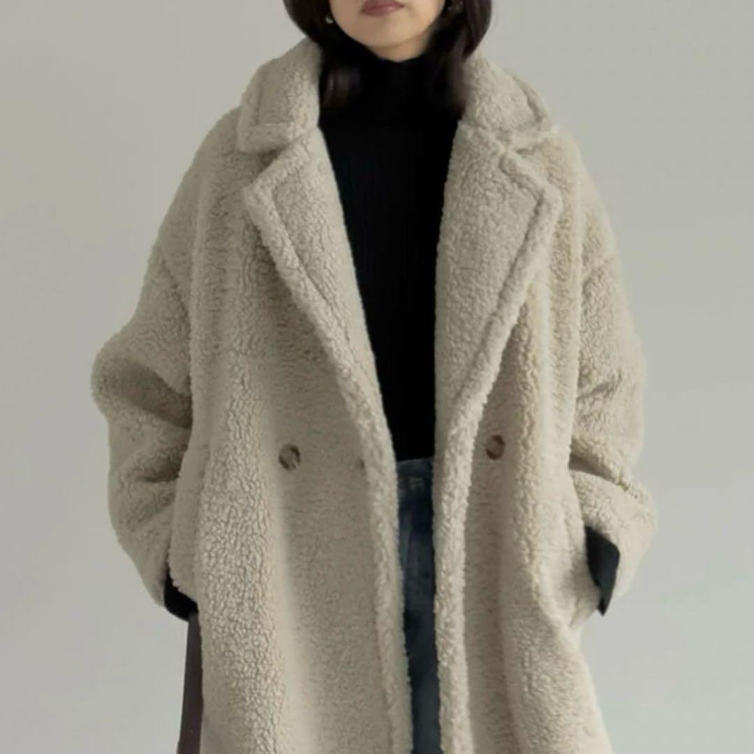 新品✨】辻元舞さん着用 Re:EDIT ボアビッグカラーダブルチェスター