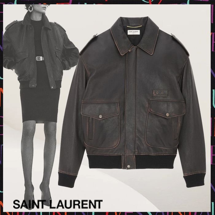 Saint Laurent《アビエイター ジャケット》ラムスキン DHL 直営 (Saint